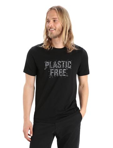 Koszulki Icebreaker Merino Tech Lite II Krótkie Sleeve Plastic Free Męskie Czarne | PL 1760BEXC